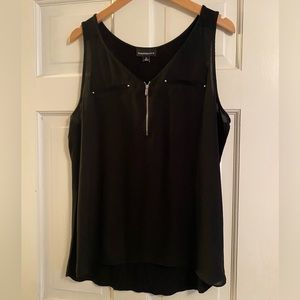 COPY - FORTUNE + IVY Lighton Zip Detail Mixed Material Blouse XL black